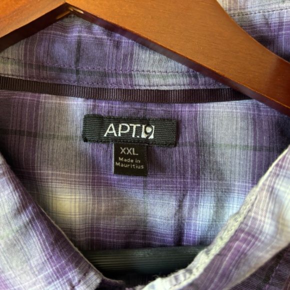 Apt 9 Men’s Short Sleeved Dark Purple Plaid Causal Button Down XXL Shirt - Picture 3 of 5